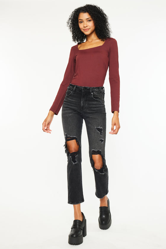 Norrine High Rise Slim Straight Leg Jeans - Official Kancan USA