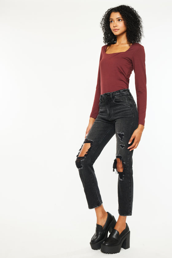 Norrine High Rise Slim Straight Leg Jeans - Official Kancan USA