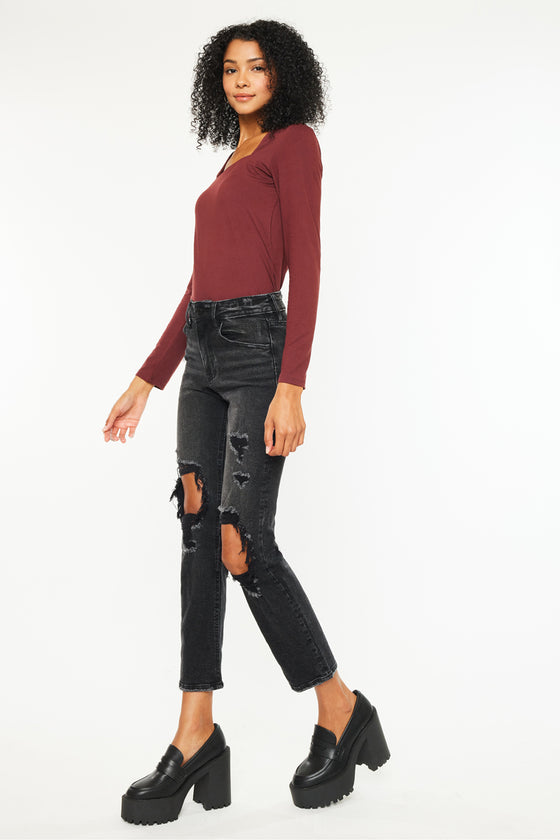 Norrine High Rise Slim Straight Leg Jeans - Official Kancan USA
