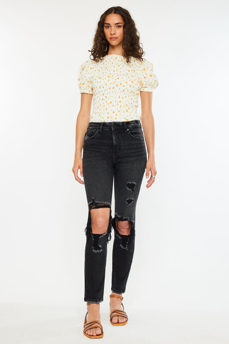 Norrine High Rise Slim Straight Leg Jeans - Official Kancan USA