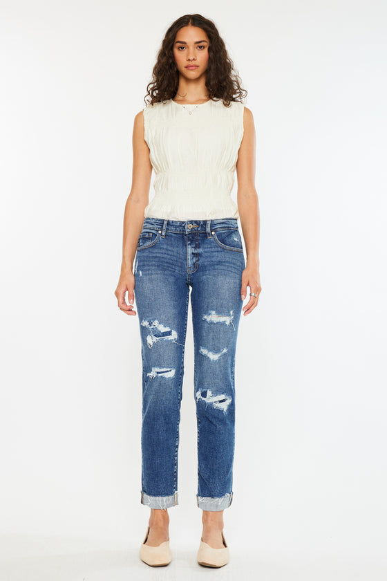 Nina Mid Rise Slim Boyfriend Jeans