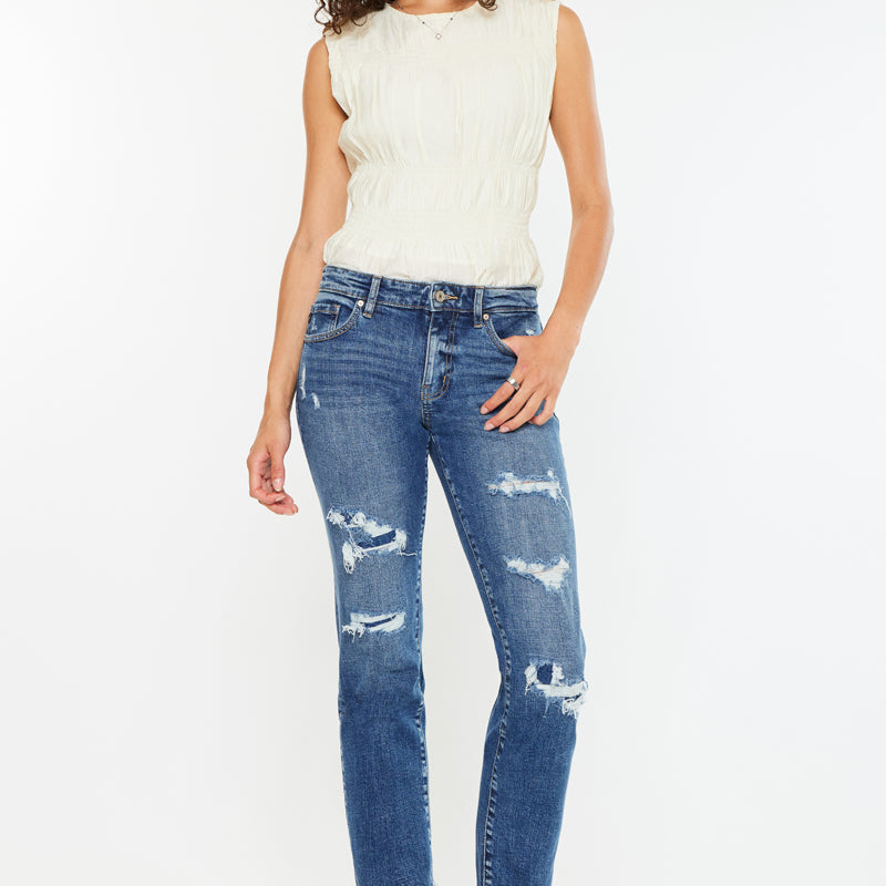 Nina Mid Rise Slim Boyfriend Jeans - Official Kancan USA
