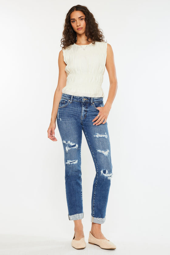 Nina Mid Rise Slim Boyfriend Jeans