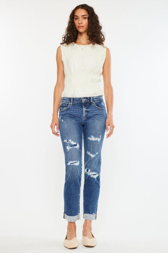 Nina Mid Rise Slim Boyfriend Jeans