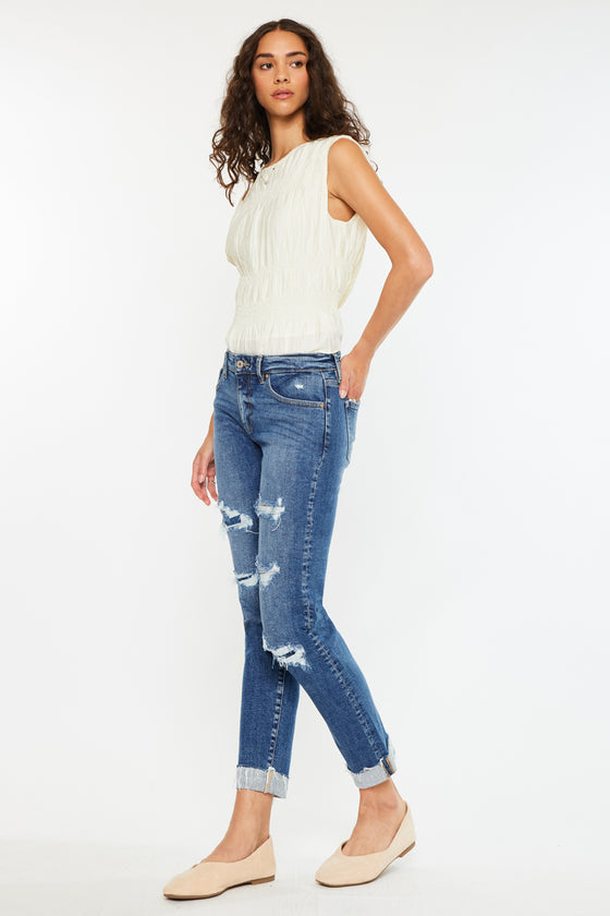 Nina Mid Rise Slim Boyfriend Jeans