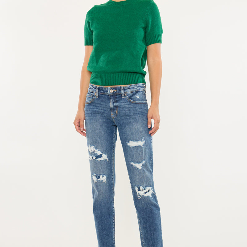 Nina Mid Rise Slim Boyfriend Jeans - Official Kancan USA