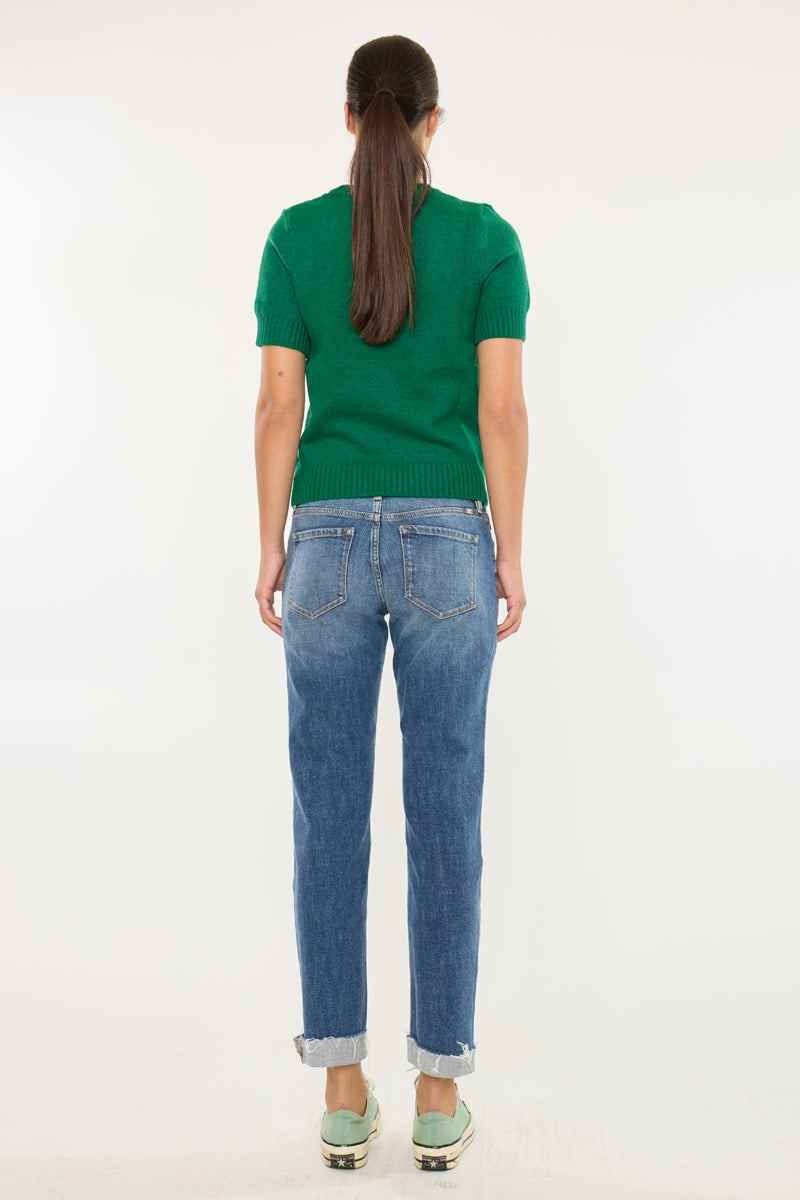 Nina Mid Rise Slim Boyfriend Jeans - Official Kancan USA