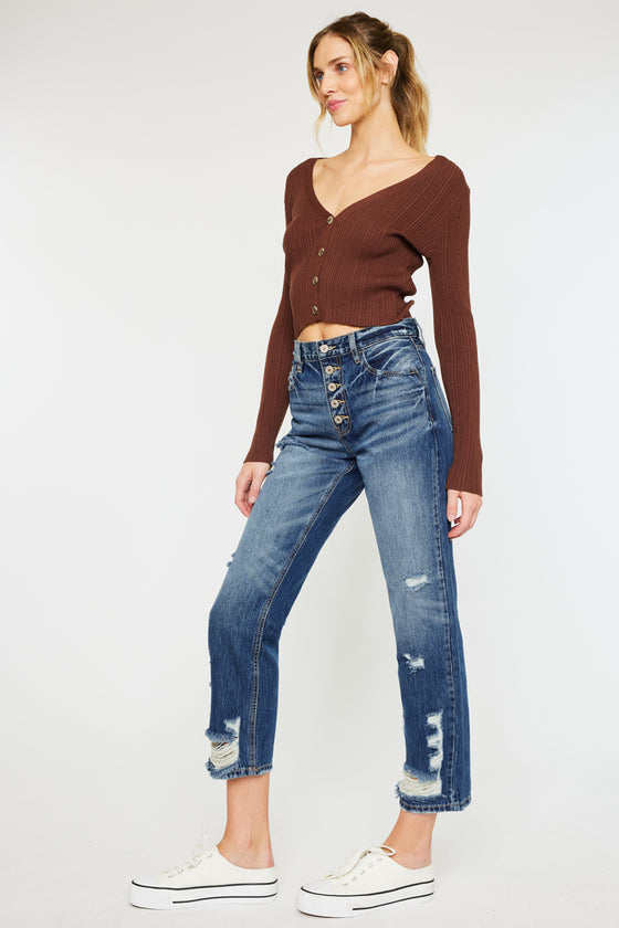 Keke High Rise Straight Leg Jeans