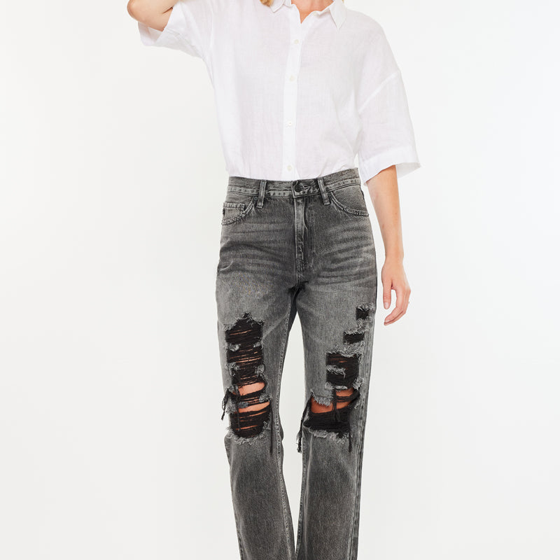 Zara High Rise Slim Straight Leg  Jeans - Official Kancan USA