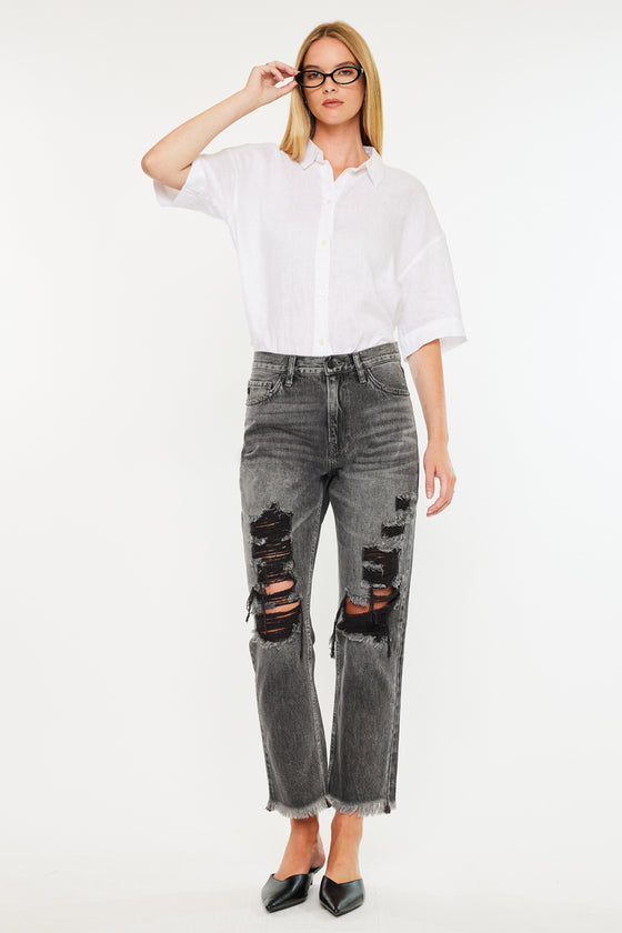 Zara High Rise Slim Straight Leg  Jeans - Official Kancan USA