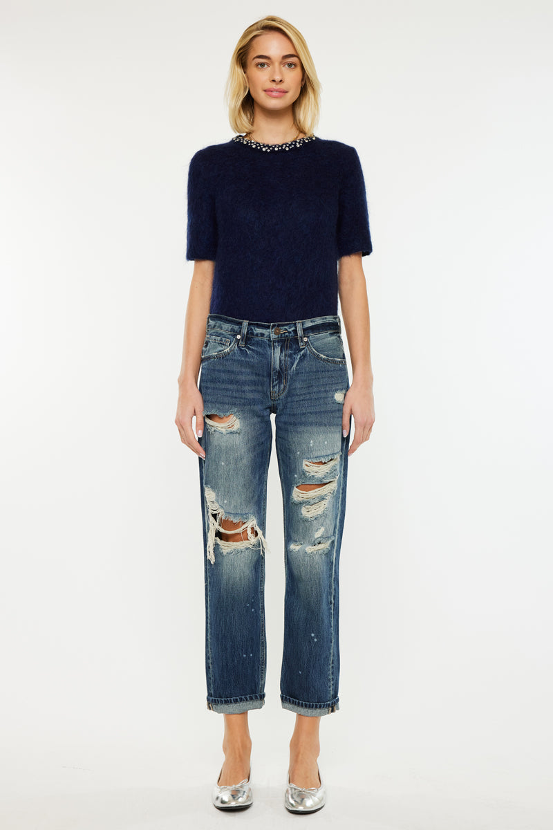 Charlize Mid Rise Boyfriend Jeans - Official Kancan USA