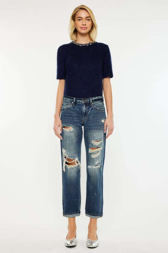 Charlize Mid Rise Boyfriend Jeans - Official Kancan USA