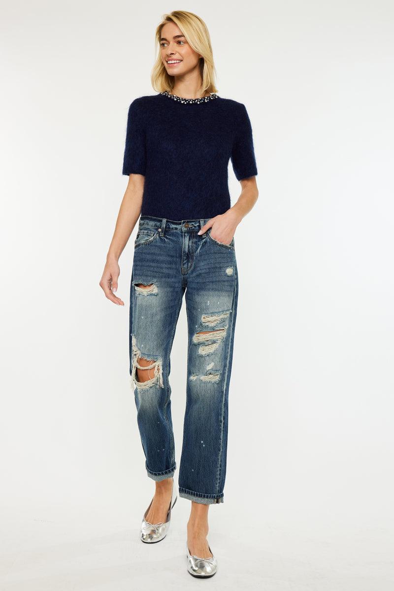 Charlize Mid Rise Boyfriend Jeans - Official Kancan USA