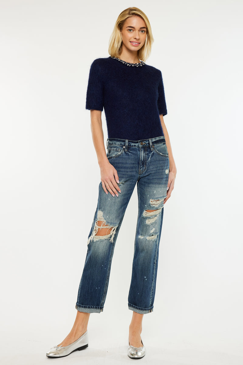 Charlize Mid Rise Boyfriend Jeans - Official Kancan USA