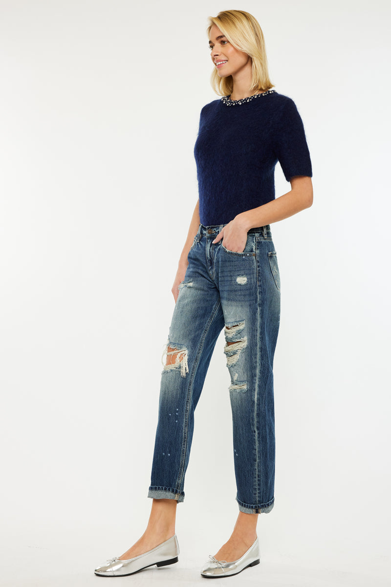 Charlize Mid Rise Boyfriend Jeans - Official Kancan USA