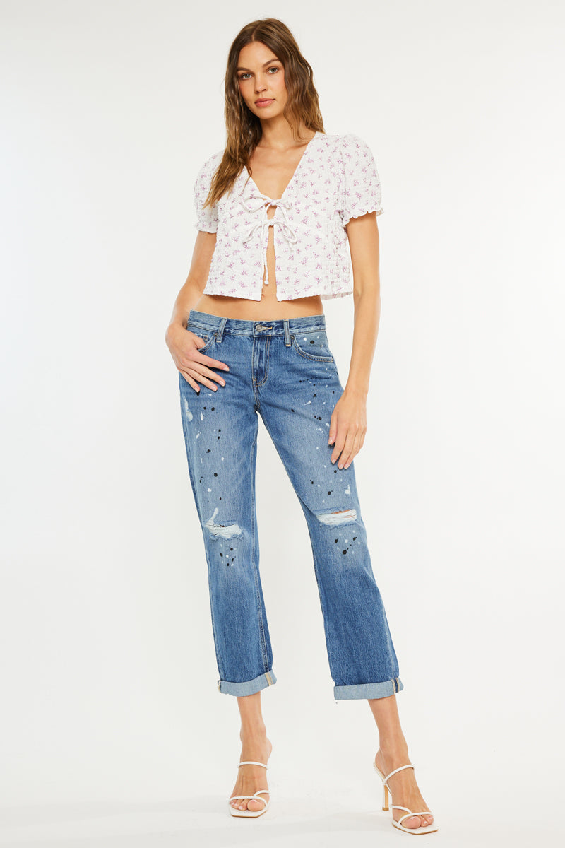 Zyra Mid Rise Boyfriend Jeans – Kancan USA