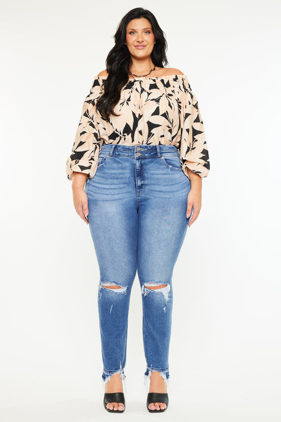 Damila High Rise Slim Straight Jeans (Plus Size) - Official Kancan USA