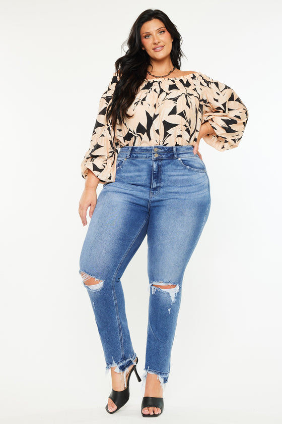 Damila High Rise Slim Straight Jeans (Plus Size) - Official Kancan USA