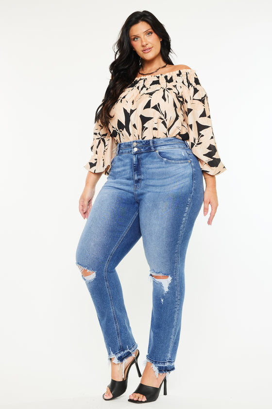 Damila High Rise Slim Straight Jeans (Plus Size) - Official Kancan USA