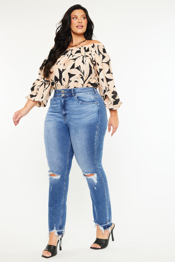 Damila High Rise Slim Straight Jeans (Plus Size) - Official Kancan USA