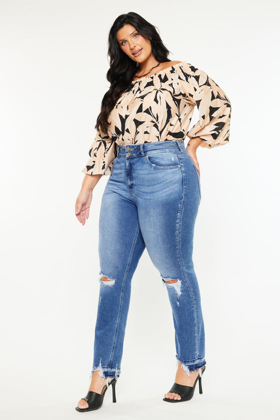 Damila High Rise Slim Straight Jeans (Plus Size) - Official Kancan USA