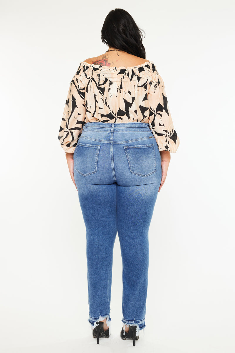 Damila High Rise Slim Straight Jeans (Plus Size) - Official Kancan USA