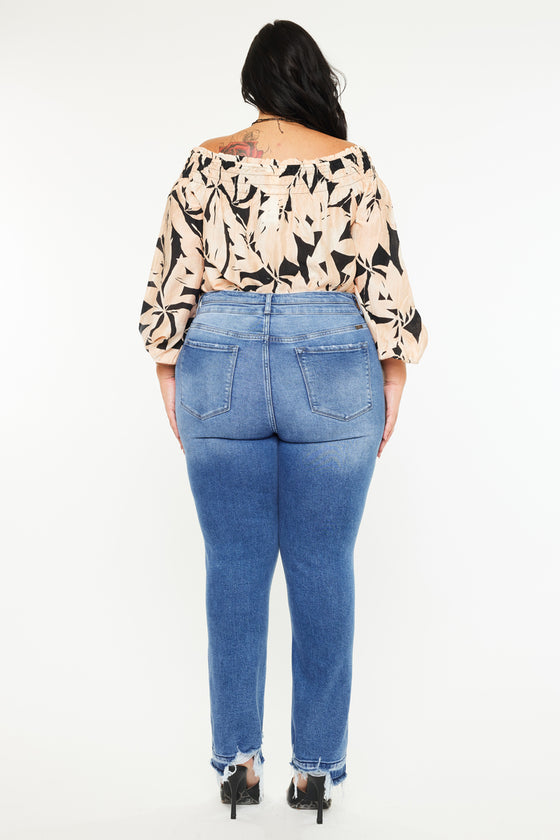 Damila High Rise Slim Straight Jeans (Plus Size) - Official Kancan USA