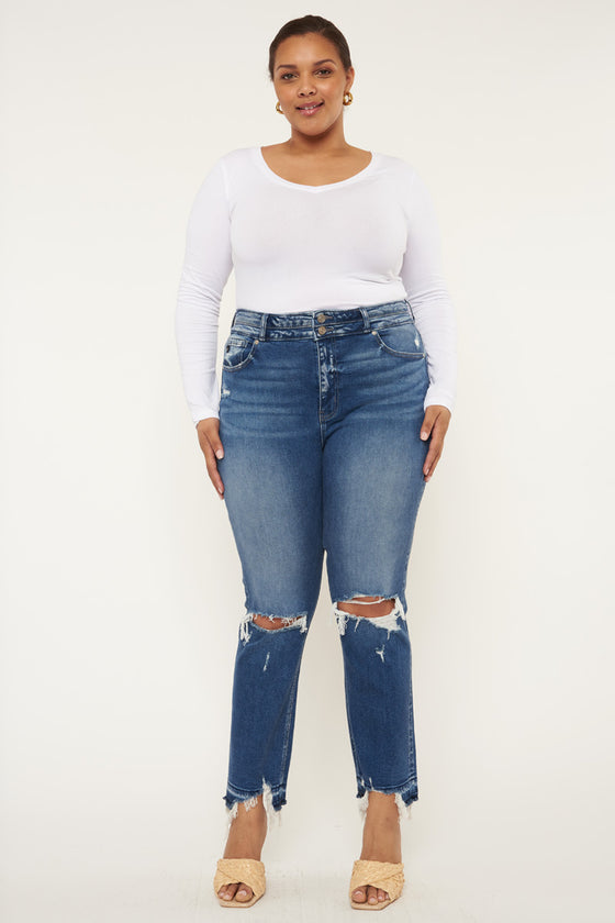 Damila High Rise Slim Straight Jeans (Plus Size) - Official Kancan USA