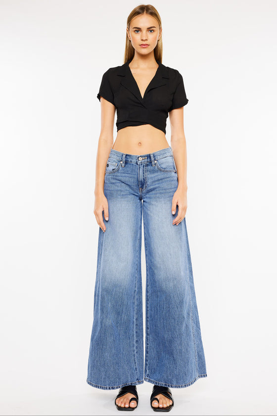 Jocy Mid Rise Super Wide Jeans - Official Kancan USA