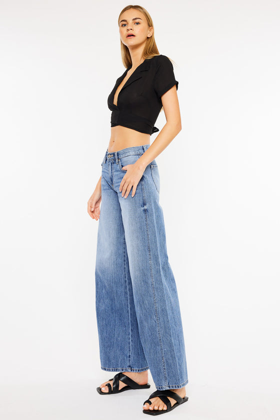 Jocy Mid Rise Super Wide Jeans - Official Kancan USA