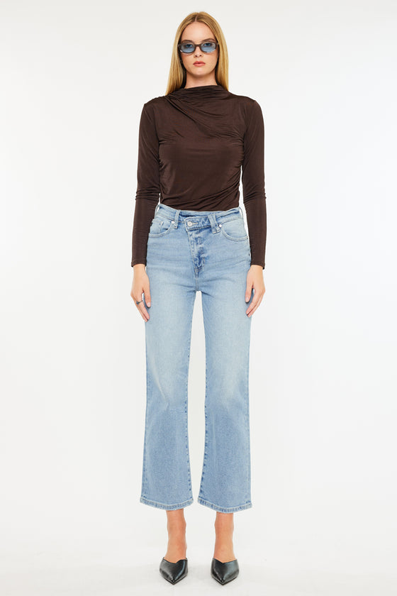 Bethany High Rise 90's Criss Cross Straight Leg Jeans - Official Kancan USA
