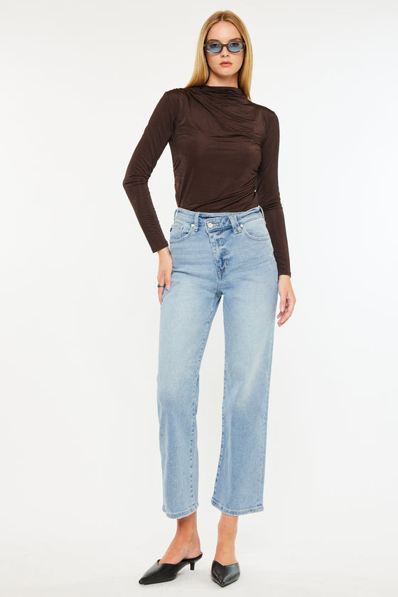 Bethany High Rise 90's Criss Cross Straight Leg Jeans - Official Kancan USA