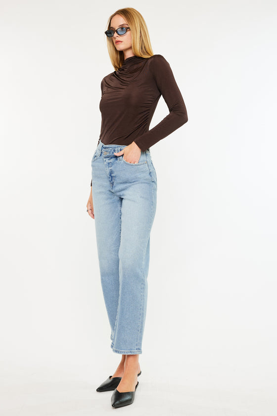 Bethany High Rise 90's Criss Cross Straight Leg Jeans - Official Kancan USA