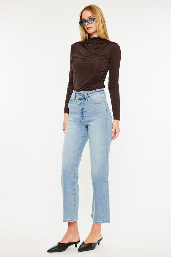 Bethany High Rise 90's Criss Cross Straight Leg Jeans - Official Kancan USA