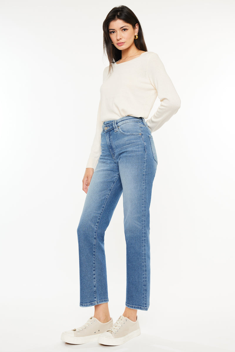 Bethany High Rise 90's Criss Cross Straight Jeans - Official Kancan USA
