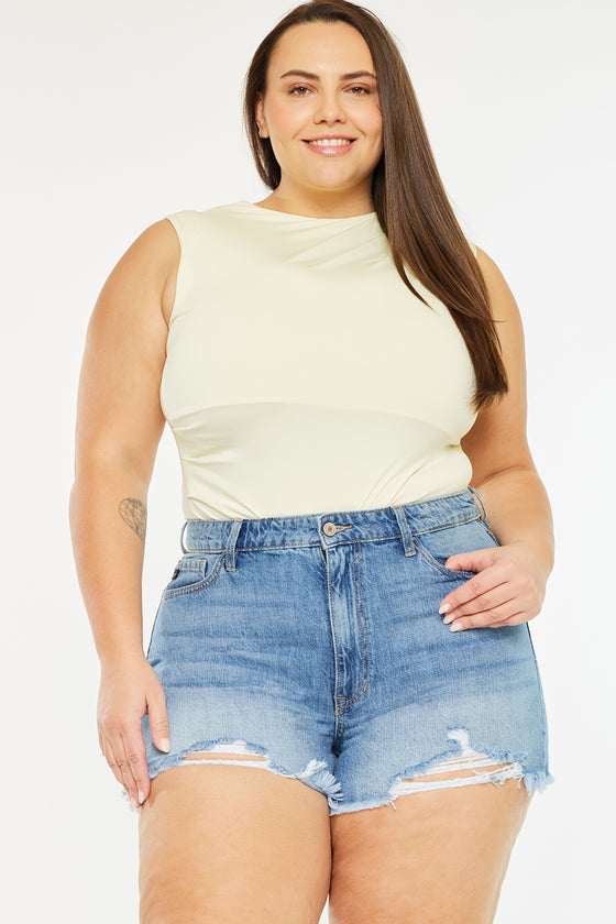 Isabelle Ultra High Rise Mom Shorts (Plus Size) - Official Kancan USA
