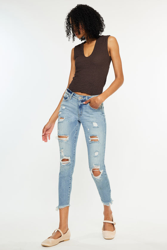 Janine Mid Rise Cropped Skinny Jeans - Official Kancan USA