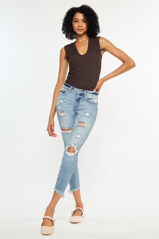 Janine Mid Rise Cropped Skinny Jeans - Official Kancan USA