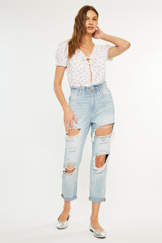 Darel Ultra High Rise Paperbag Mom Jeans - Official Kancan USA