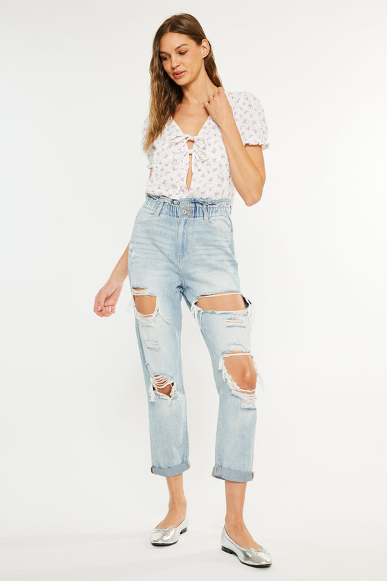 Darel Ultra High Rise Paperbag Mom Jeans - Official Kancan USA