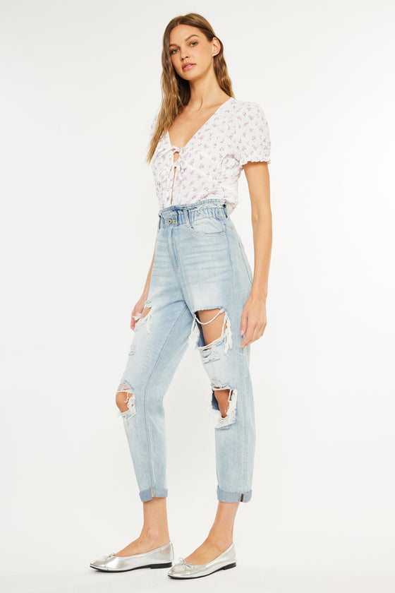 Darel Ultra High Rise Paperbag Mom Jeans - Official Kancan USA