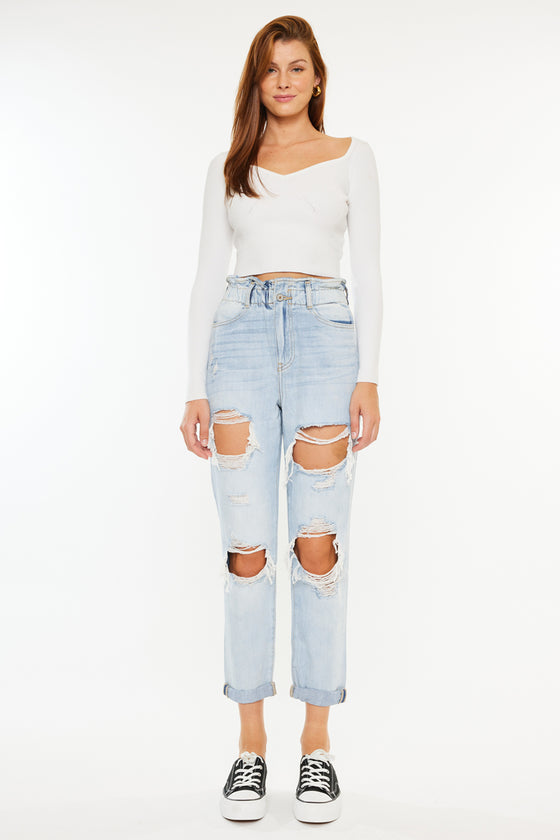 Darel Ultra High Rise Paperbag Mom Jeans - Official Kancan USA