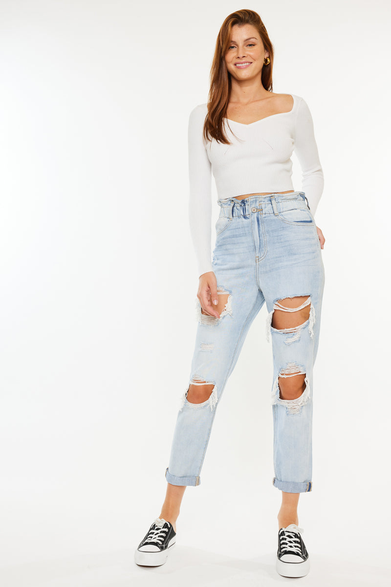 Darel Ultra High Rise Paperbag Mom Jeans - Official Kancan USA