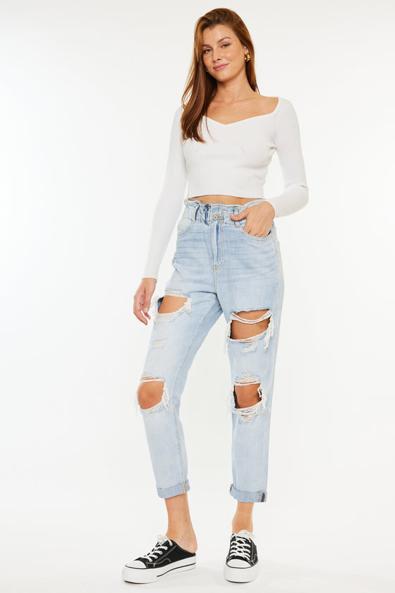 Darel Ultra High Rise Paperbag Mom Jeans - Official Kancan USA