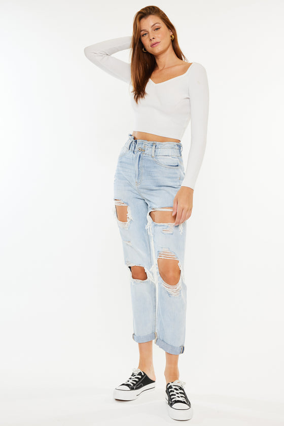 Darel Ultra High Rise Paperbag Mom Jeans - Official Kancan USA
