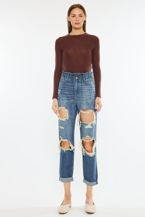 Darel Ultra High Rise Paperbag Mom Jeans - Official Kancan USA
