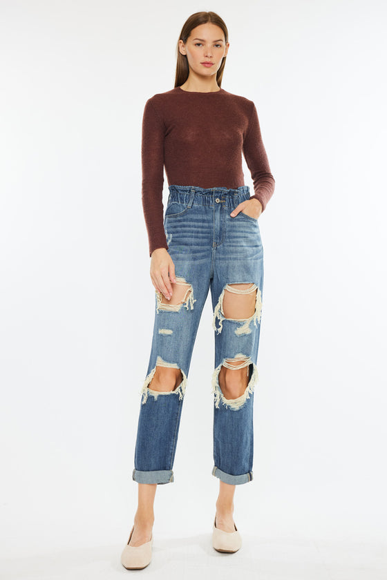 Darel Ultra High Rise Paperbag Mom Jeans - Official Kancan USA