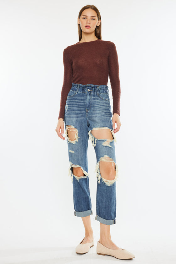 Darel Ultra High Rise Paperbag Mom Jeans - Official Kancan USA
