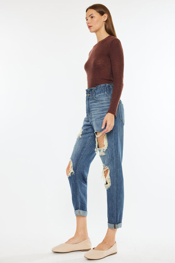Darel Ultra High Rise Paperbag Mom Jeans - Official Kancan USA