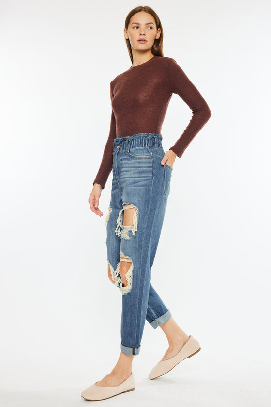 Darel Ultra High Rise Paperbag Mom Jeans - Official Kancan USA